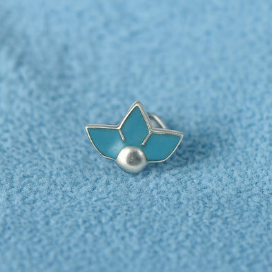 925 Sterling Silver Turquoise Enamel Three-Petal Nose Pin