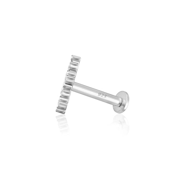 925 Sterling Silver Green Enamel Floral Lotus Nose Pin