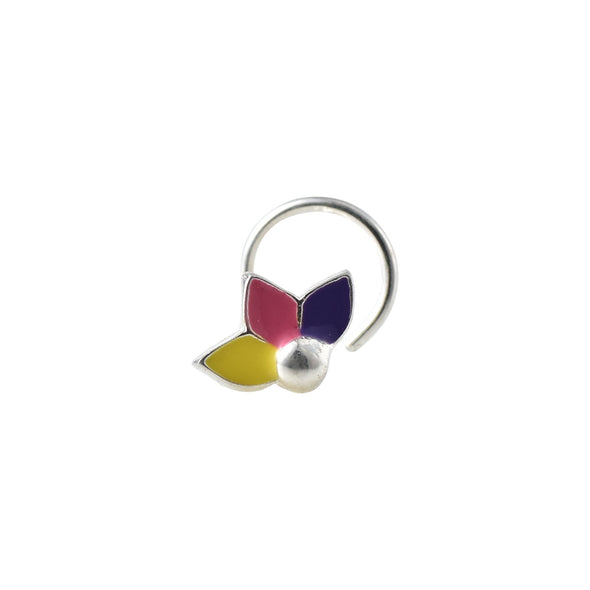 925 Sterling Silver Enamel Petal Flower Nose Pin