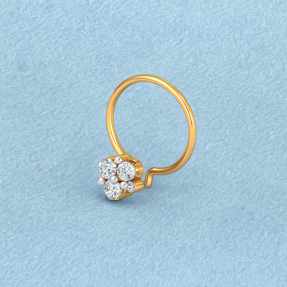 Triple White CZ Nose Ring 925 Sterling Silver Yellow Gold Plated