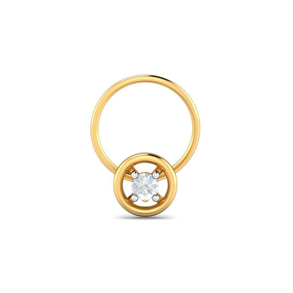 Round Bezel White CZ Nose Pin 925 Sterling Silver Yellow Gold Plated