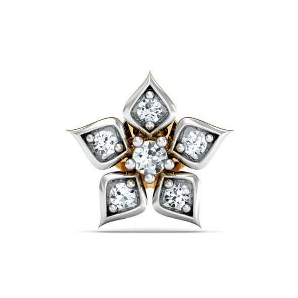Floral White CZ Nose Pin 925 Sterling Silver Yellow Gold Plated