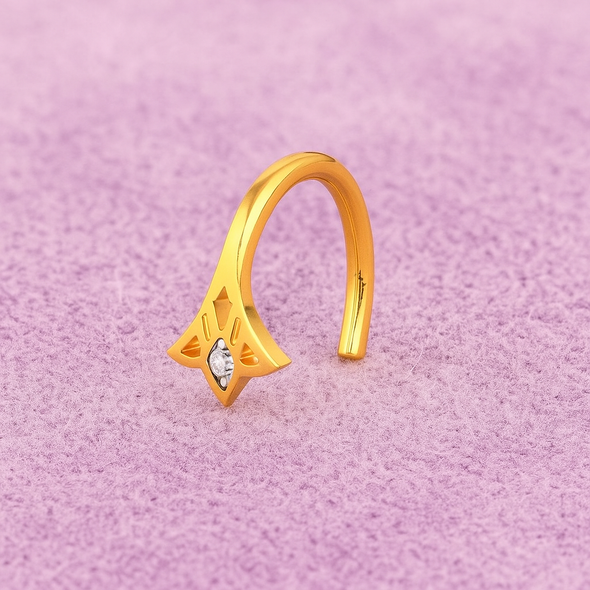 Marquise White CZ Nose Pin 925 Sterling Silver Yellow Gold Plated