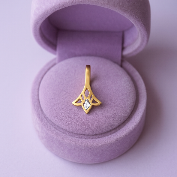 Marquise White CZ Nose Pin 925 Sterling Silver Yellow Gold Plated