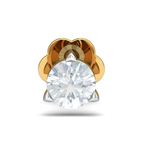 Round White CZ Nose Pin 925 Sterling Silver Yellow Gold Plated