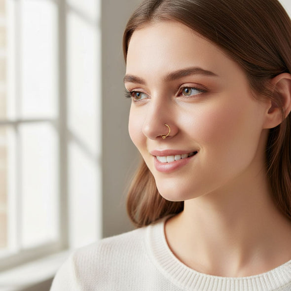 Plain Ball Nose Pin – 925 Sterling Silver Yellow Gold Plated