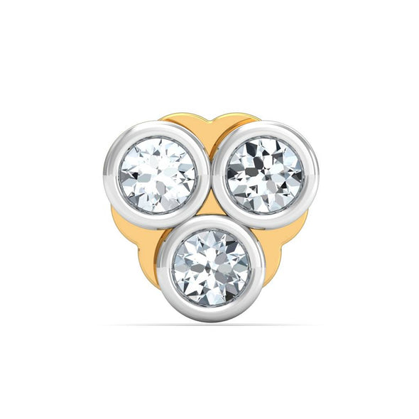 Triple CZ Nose Pin – 925 Sterling Silver Yellow Gold Plated
