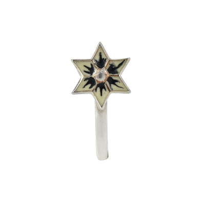 925 Sterling Silver Black & Ivory Star Nose Pin