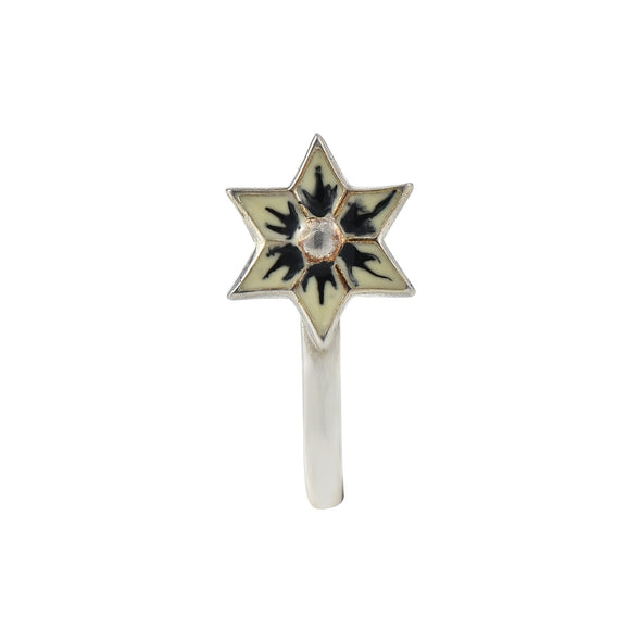 925 Sterling Silver Black & Ivory Star Nose Pin