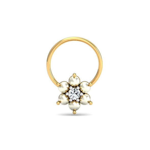 Floral CZ Nose Pin 925 Sterling Silver Yellow Gold Plated