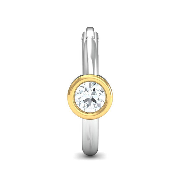 Bezel Set CZ Nose Pin 925 Sterling Silver Two-Tone (Gold & Silver)