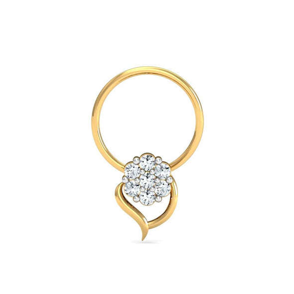 Floral Cluster Nose Pin 925 Sterling Silver Yellow Plated