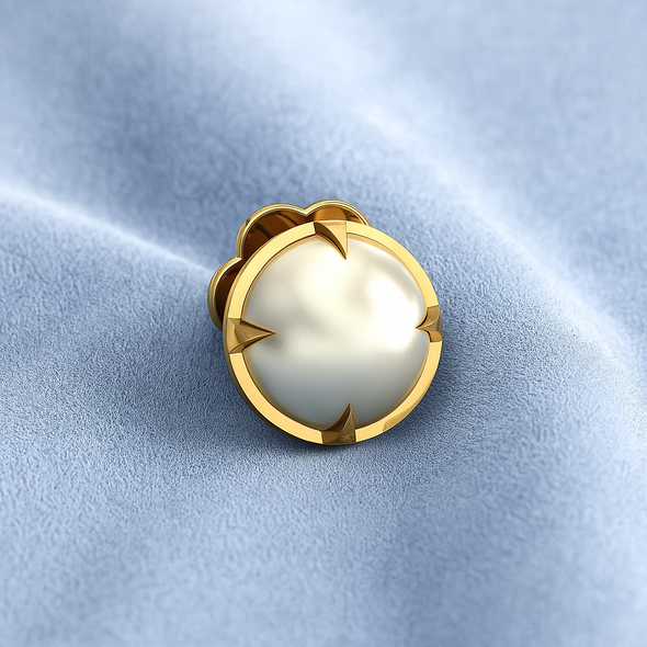 Classic Pearl Nose Pin 925 Sterling Silver Yellow Plated