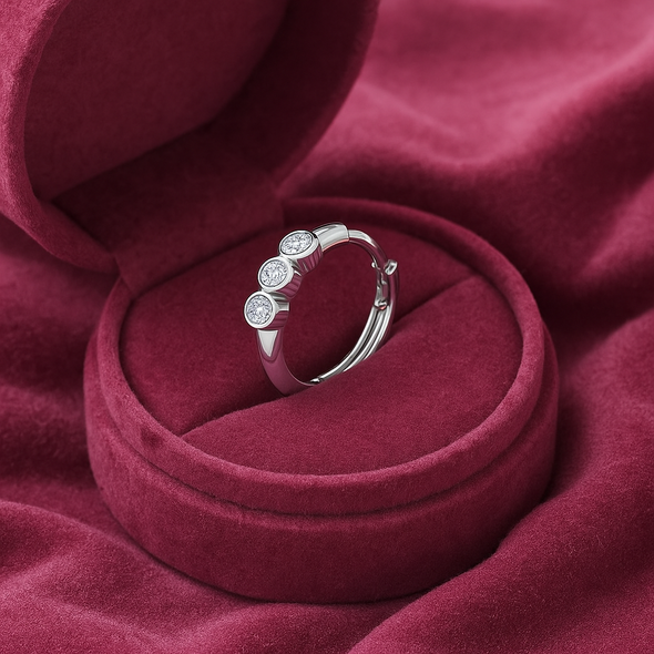 Elegant 5-Stone White CZ Nose Pin 925 Sterling Silver