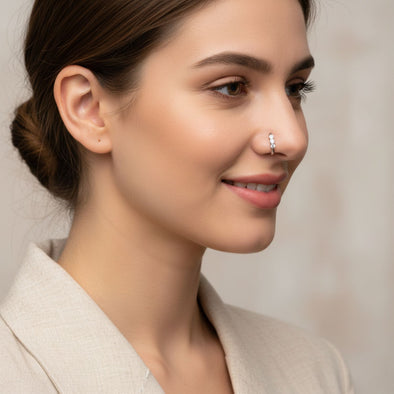 Elegant 5-Stone White CZ Nose Pin 925 Sterling Silver