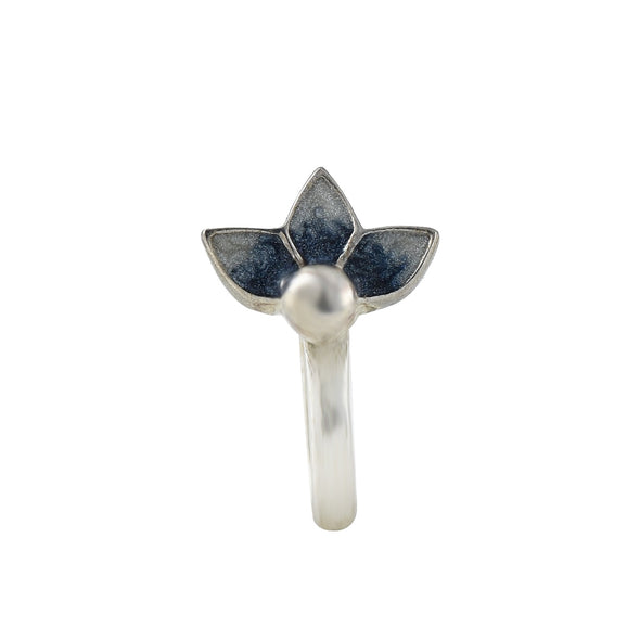925 Sterling Silver Blue Enamel Lotus Nose Pin