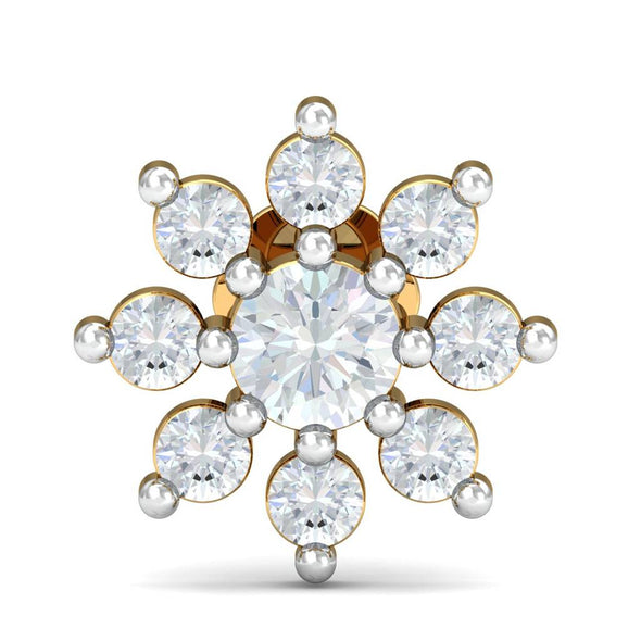 Floral Cluster White CZ Nose Pin 925 Sterling Silver Yellow Plated