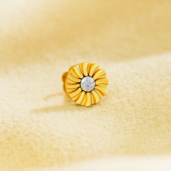 Radiant Floral White CZ Nose Pin 925 Sterling Silver Yellow Plated