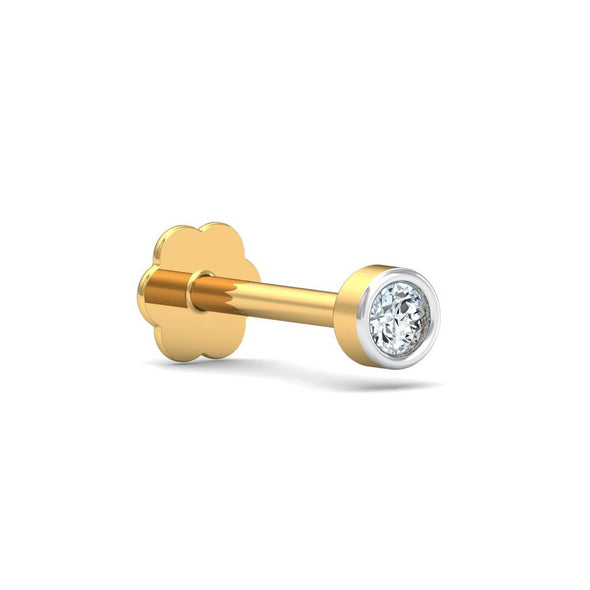 Minimal Bezel White CZ Nose Pin 925 Sterling Silver Yellow Plated