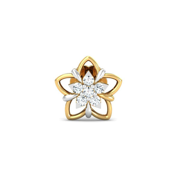 Floral White CZ Nose Pin 925 Sterling Silver Yellow Plated