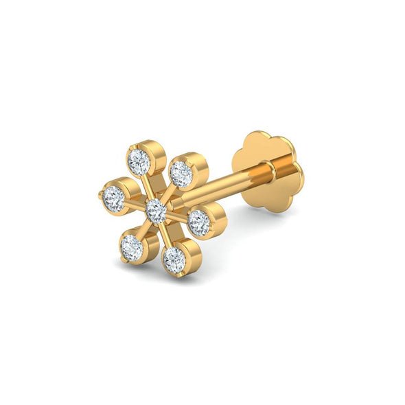 White CZ Star Nose Pin 925 Sterling Silver Yellow Plated