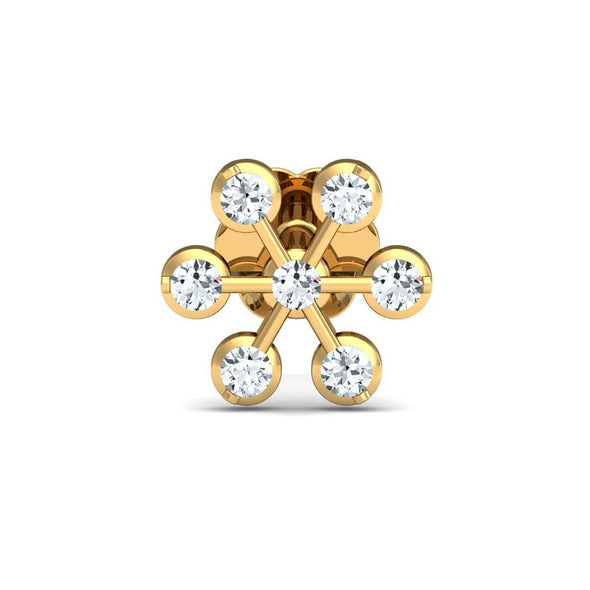 White CZ Star Nose Pin 925 Sterling Silver Yellow Plated