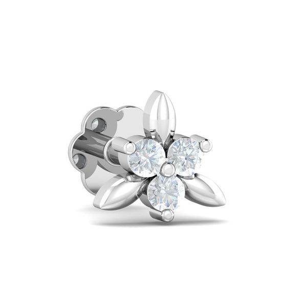 White CZ Leaf Cluster Nose Pin 925 Sterling Silver