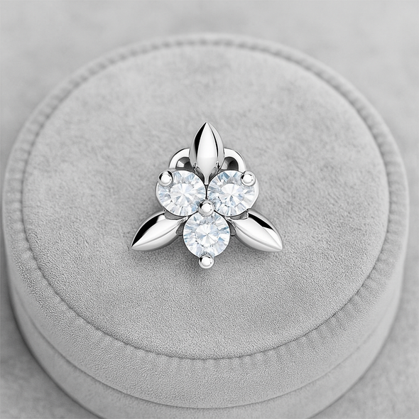 White CZ Leaf Cluster Nose Pin 925 Sterling Silver