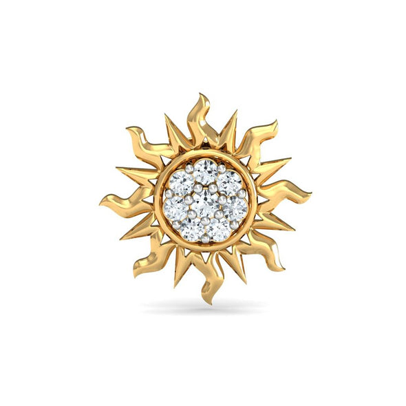 Sun Shape White CZ Nose Pin 925 Sterling Silver Yellow Plated