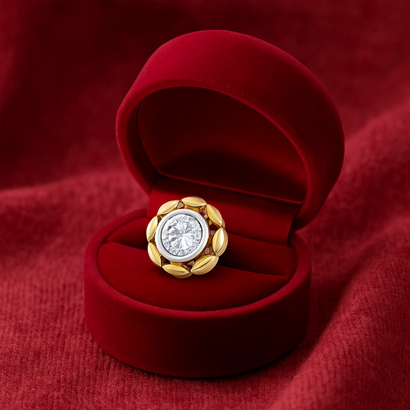 Classic Single White CZ Nose Pin 925 Sterling Silver Yellow Plated