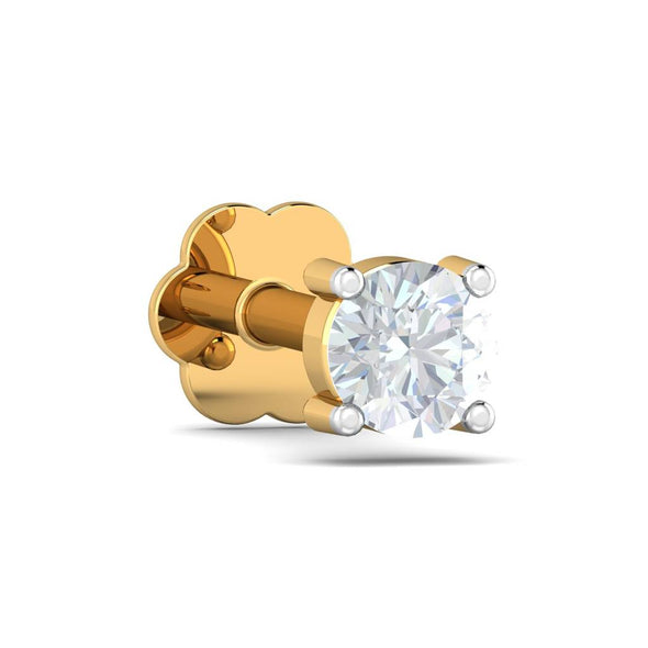 Classic Single White CZ Nose Pin 925 Sterling Silver Yellow Plated