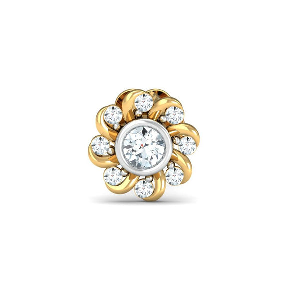 White CZ Daisy Nose Pin 925 Sterling Silver Yellow Plated