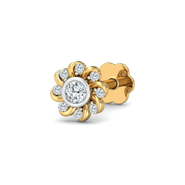 White CZ Daisy Nose Pin 925 Sterling Silver Yellow Plated