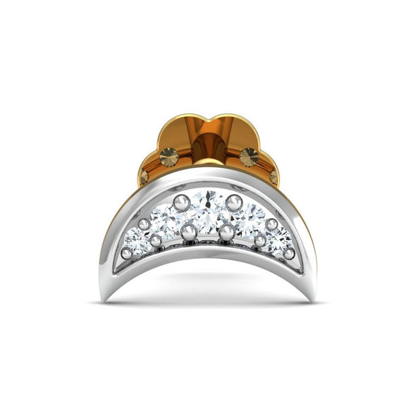 Half-Moon White CZ Nose Pin 925 Sterling Silver Yellow Plated