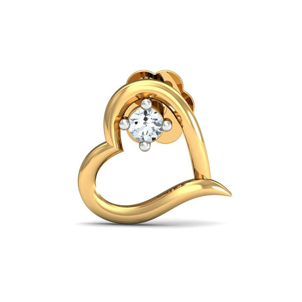 Heart Shape White CZ Nose Pin 925 Sterling Silver Yellow Plated