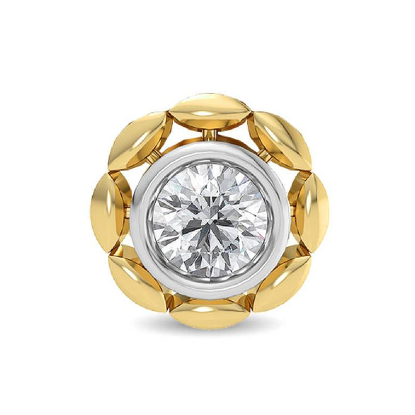 Floral Bezel-Set CZ Nose Pin 925 Sterling Silver Yellow Plated