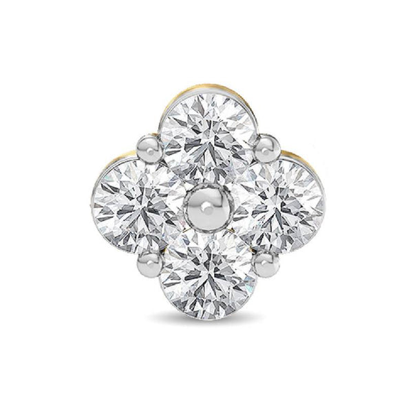 Four-Petal CZ Floral Nose Pin 925 Sterling Silver Yellow Plated