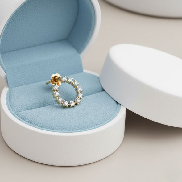 Spiral CZ Elegant Curved Nose Pin 925 Sterling Silver Yellow Plated