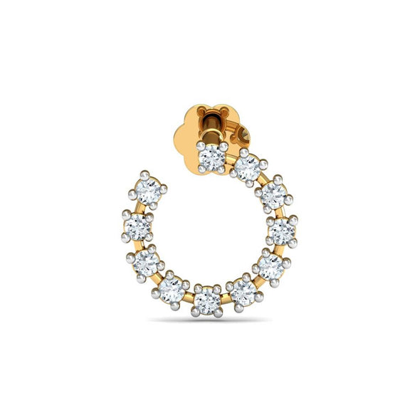 Spiral CZ Elegant Curved Nose Pin 925 Sterling Silver Yellow Plated
