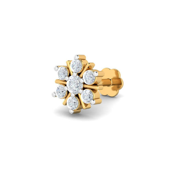 Floral Cluster CZ Sparkling Flower Nose Pin 925 Sterling Silver Yellow Plated