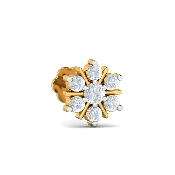 Floral Cluster CZ Sparkling Flower Nose Pin 925 Sterling Silver Yellow Plated