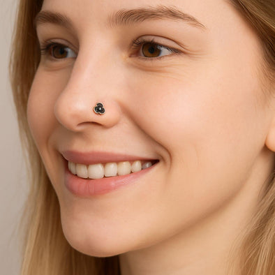 925 Sterling Silver Antique Three-Petal Vintage Floral Nose Pin