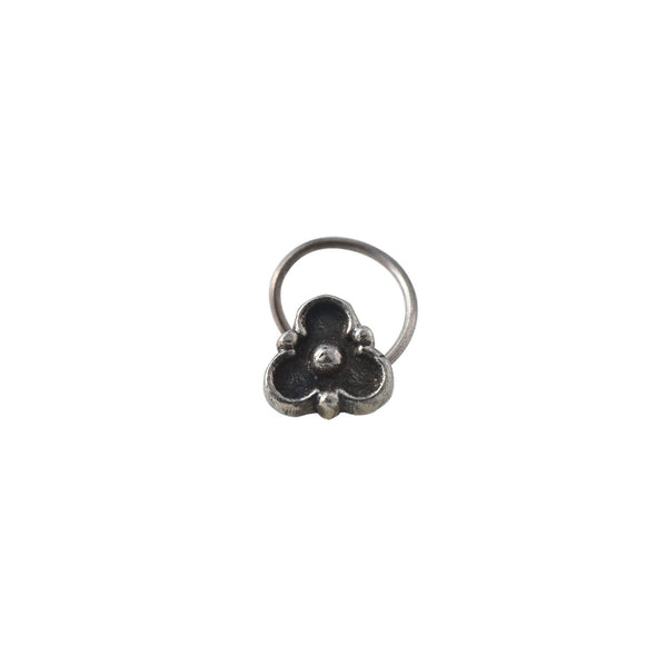 925 Sterling Silver Antique Three-Petal Vintage Floral Nose Pin