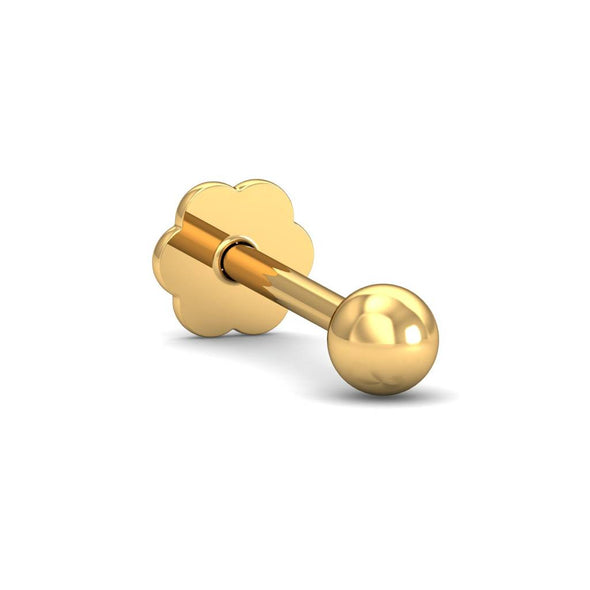 Plain Ball Nose Pin 925 Sterling Silver Yellow Plated
