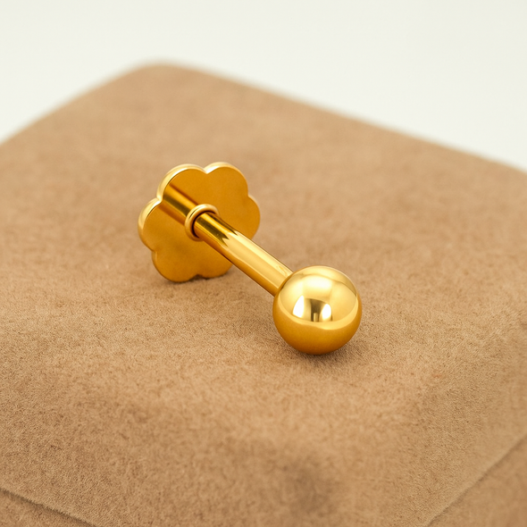 Plain Ball Nose Pin 925 Sterling Silver Yellow Plated