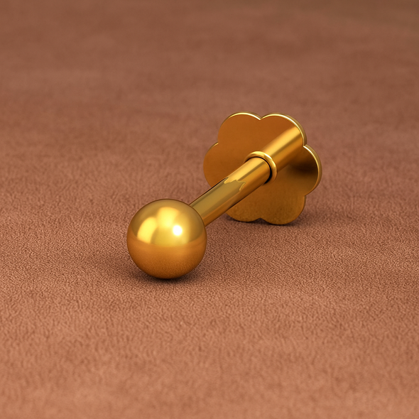 Plain Ball Nose Pin 925 Sterling Silver Yellow Plated