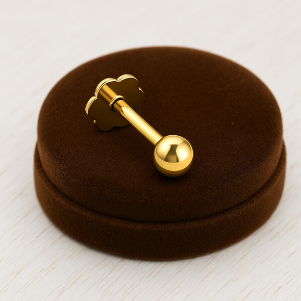 Plain Ball Nose Pin 925 Sterling Silver Yellow Plated