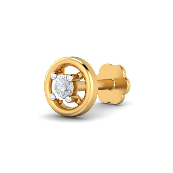 White CZ Prong-Set Inside Bezel Nose Pin 925 Sterling Silver Yellow Plated