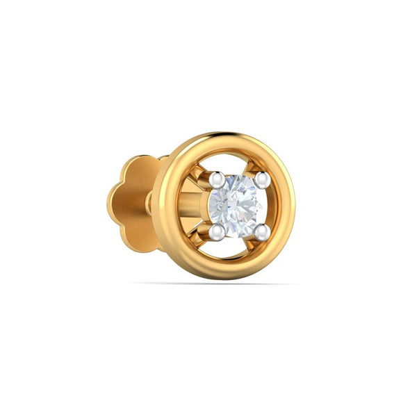 White CZ Prong-Set Inside Bezel Nose Pin 925 Sterling Silver Yellow Plated