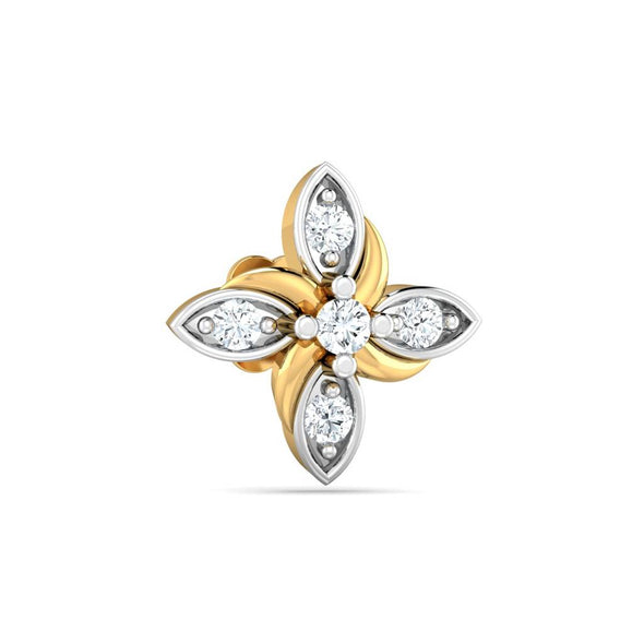 White CZ Floral Marquise Petal Nose Pin 925 Sterling Silver Yellow Plated